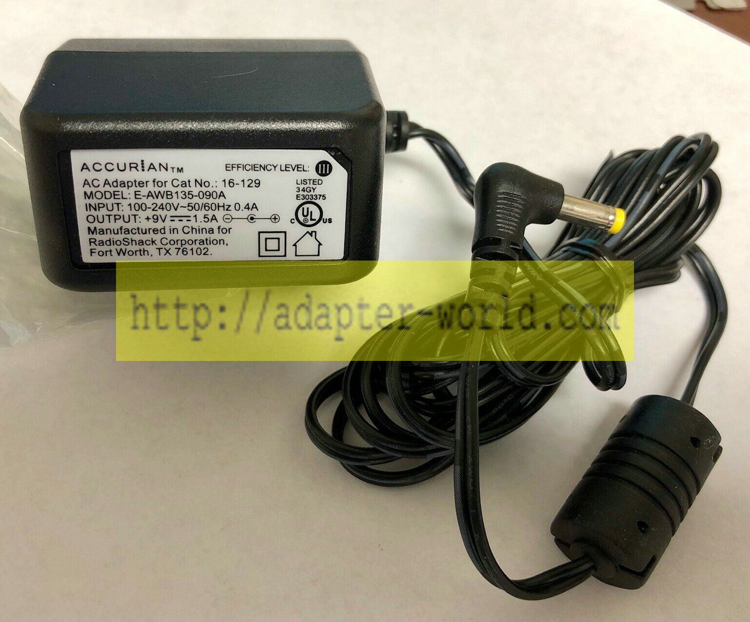 *Brand NEW*9V 1.5A AC DC Adapter Accurian E-AWB135-090A 16-129 POWER SUPPLY - Click Image to Close